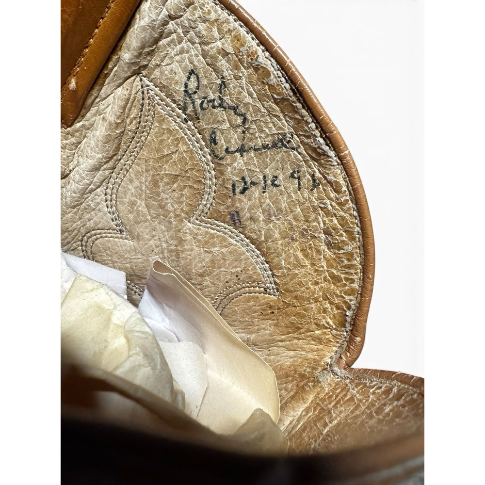 Vintage Custom Handmade Ostrich Quill Leather Western Cowboy Boots- Please Read - Picture 6 of 9